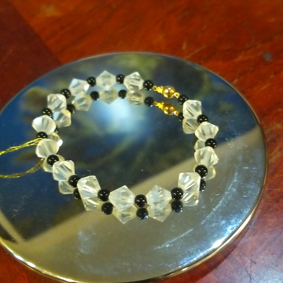 Black Onyx And Crystal Braclet